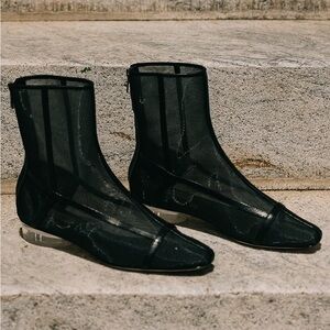 ANTONIO MELANI Sheer Black Ankle Booties